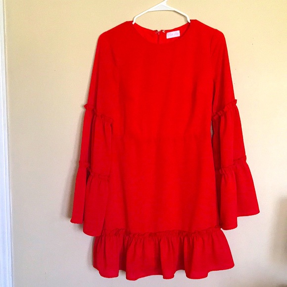 Pink Lily Dresses & Skirts - Pink Lily Red Midi Bell Sleeve Dress